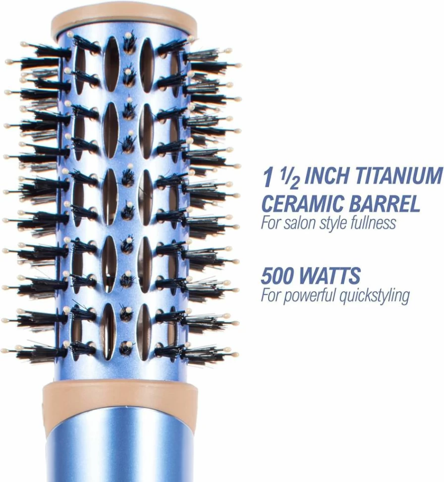Conair Nano Titanium Ceramic Hot Air Styling Brush for Frizz Control - 1 Inch Compact Lightweight Design for Curling, Straightening & Waving Hair - BC850
