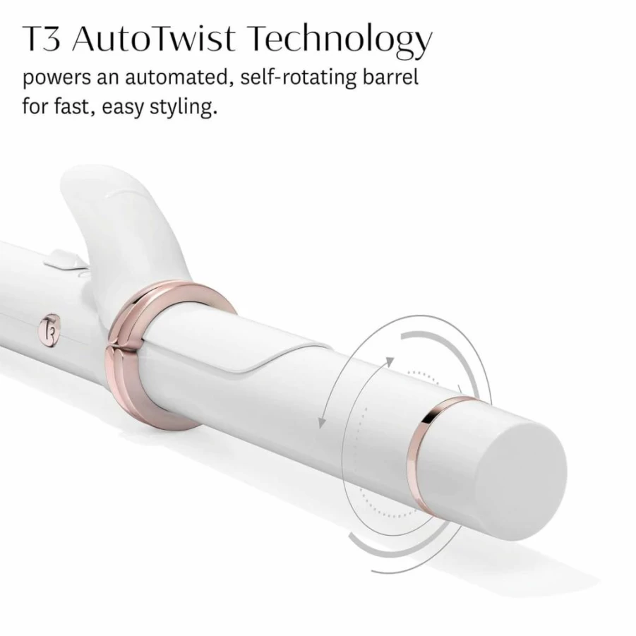 Amazon T3 Curlwrap Automatic Rotating Curling Iron - 9 Heat & 2 Timer Settings, Ceramic Ion Barrel for Fast Curls on All Hair Types