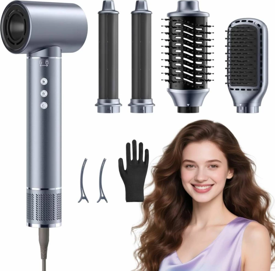 Wofdovolve 5-in-1 Hair Styler: Ionic Hair Dryer, Curling Iron, Straightener, Hot Comb & Rollers for Women & Girls - Professional Salon Tools for All Hair Types