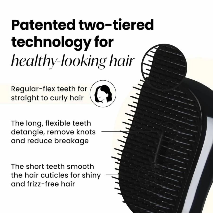 TANGLE TEEZER Compact Styler Detangling Hairbrush - Rose Gold & Black Portable Hair Brush for Knots & Tangles
