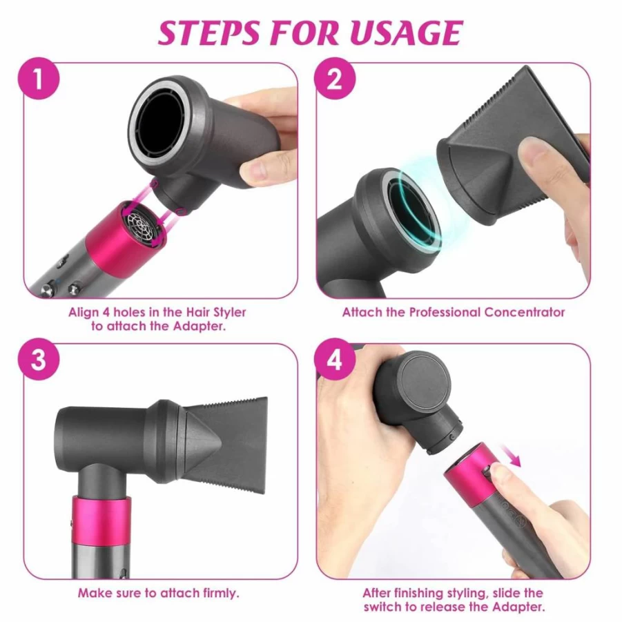 Kuflant Dyson Airwrap Adapter Kit - Professional Hair Styler Concentrator & Holder for Curling Iron to Hair Dryer Conversion