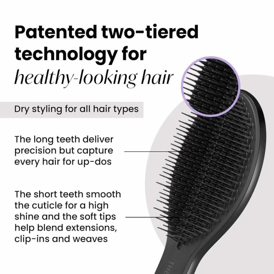 TANGLE TEEZER Ultimate Styler Hair Brush for Dry Styling - Adds Volume, Texture & Shine, Detangles & Smooths, Jet Black