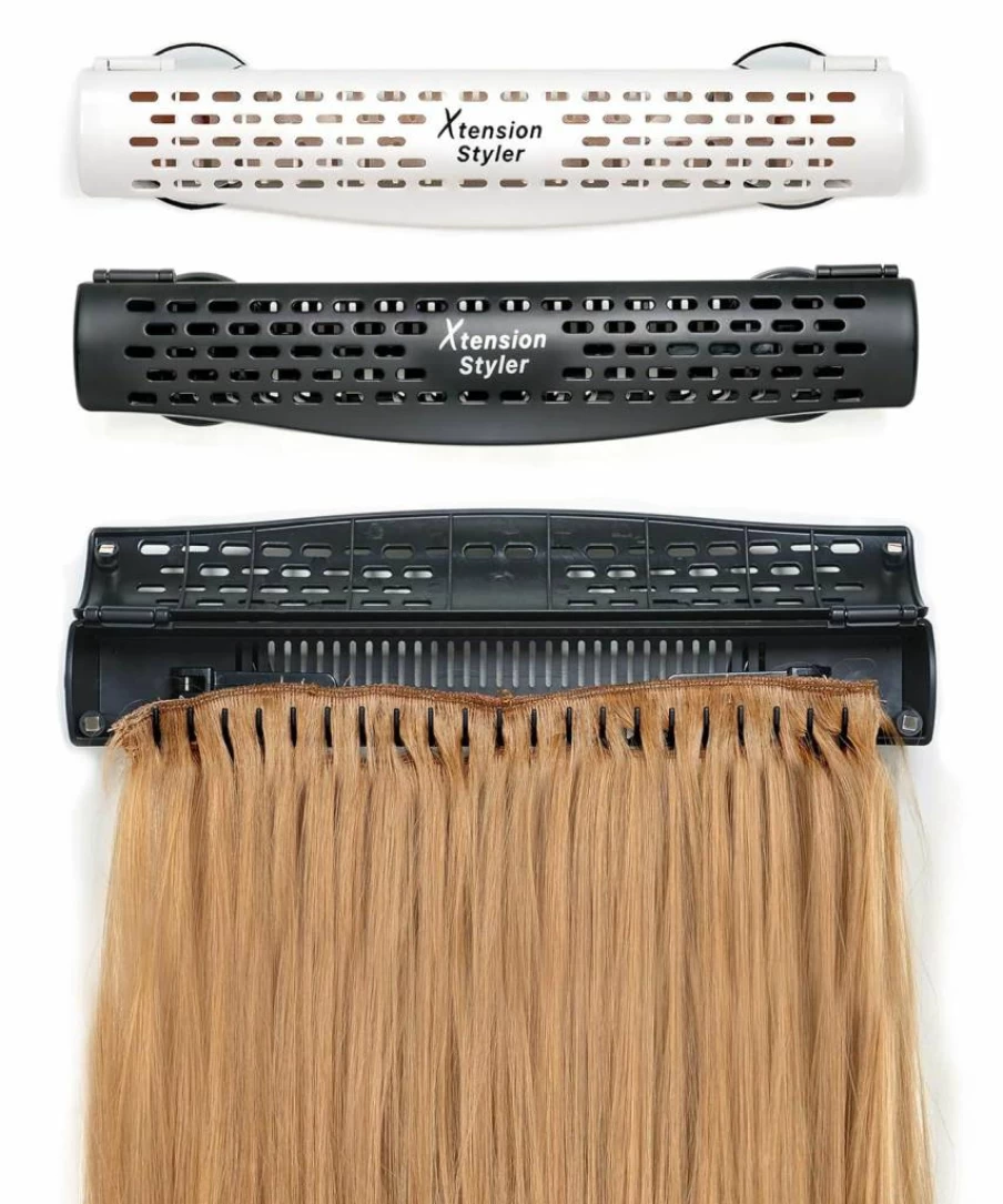 Xtension Styler Hair Extension Holder & Hanger - Professional Organizer for Washing, Coloring, Drying Weft, Clip-In, Tape-In & Halo Extensions (White)