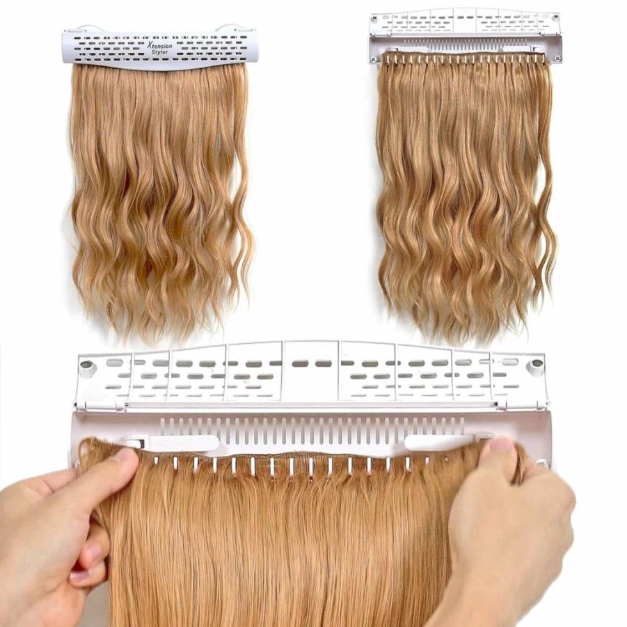 Xtension Styler Hair Extension Holder & Hanger - Professional Organizer for Washing, Coloring, Drying Weft, Clip-In, Tape-In & Halo Extensions (White)