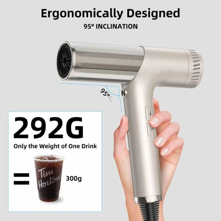 Yitrust Professional Hair Styler - 110000 RPM Hot Air Brush with Diffuser, Concentrator Nozzle & Oval Curling Wand for Fast Drying & Styling (Silver)