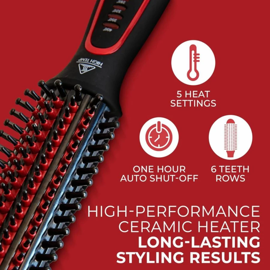 FHI Heat Tourmaline Ceramic Thermal Styling Brush - Smoothing, Volumizing & Curling Hair Tool for Frizz-Free Results