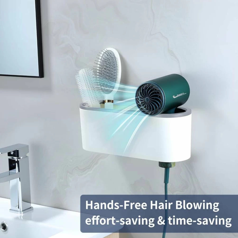 YIGII Metal Wall Mount Hair Tool Organizer - Blow Dryer Holder for Hair Straightener, Curling Iron, Electric Shaver & Styling Tools, Bathroom Storage Solution