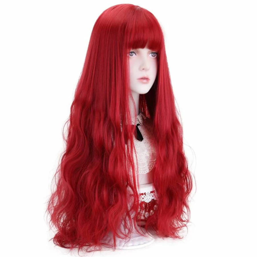 STYLER Long Blonde Synthetic Wig with Bangs - 30" Wavy Cosplay Hair for Women, Halloween & Christmas Costume (Natural Look)