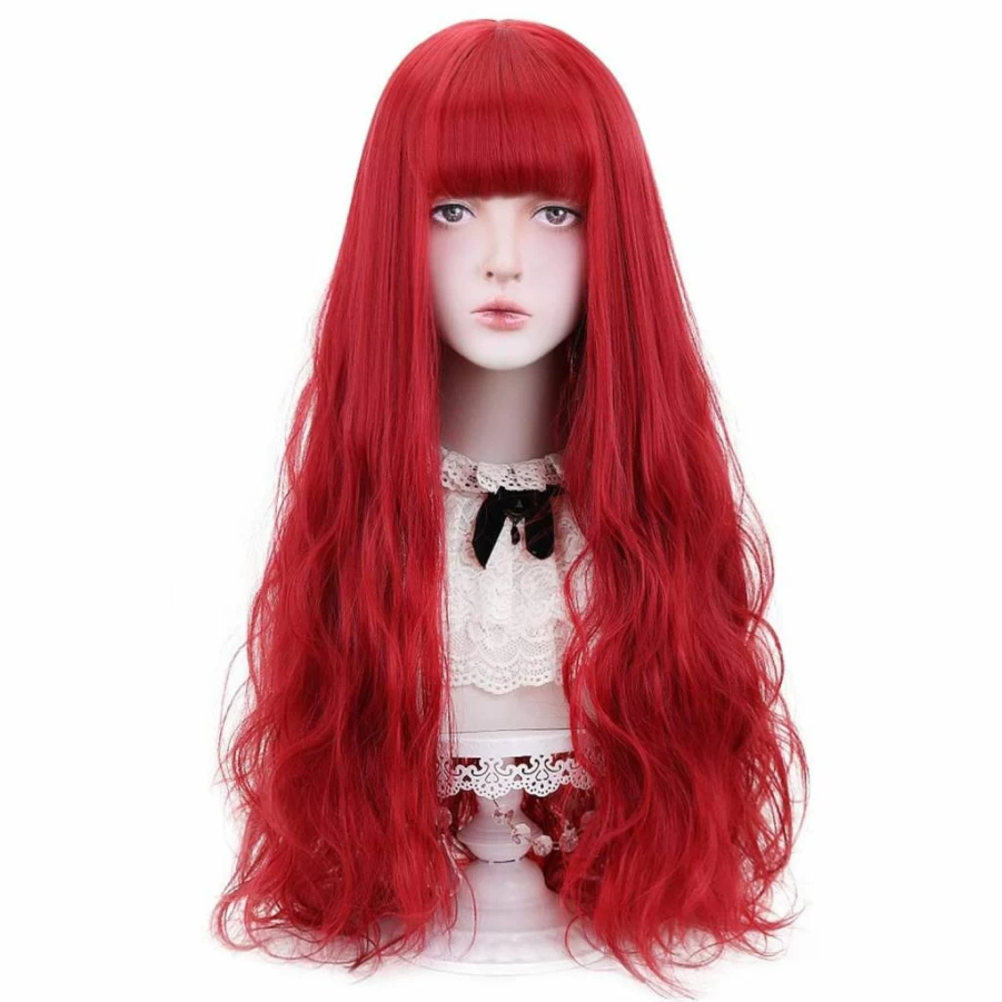 STYLER Long Blonde Synthetic Wig with Bangs - 30" Wavy Cosplay Hair for Women, Halloween & Christmas Costume (Natural Look)