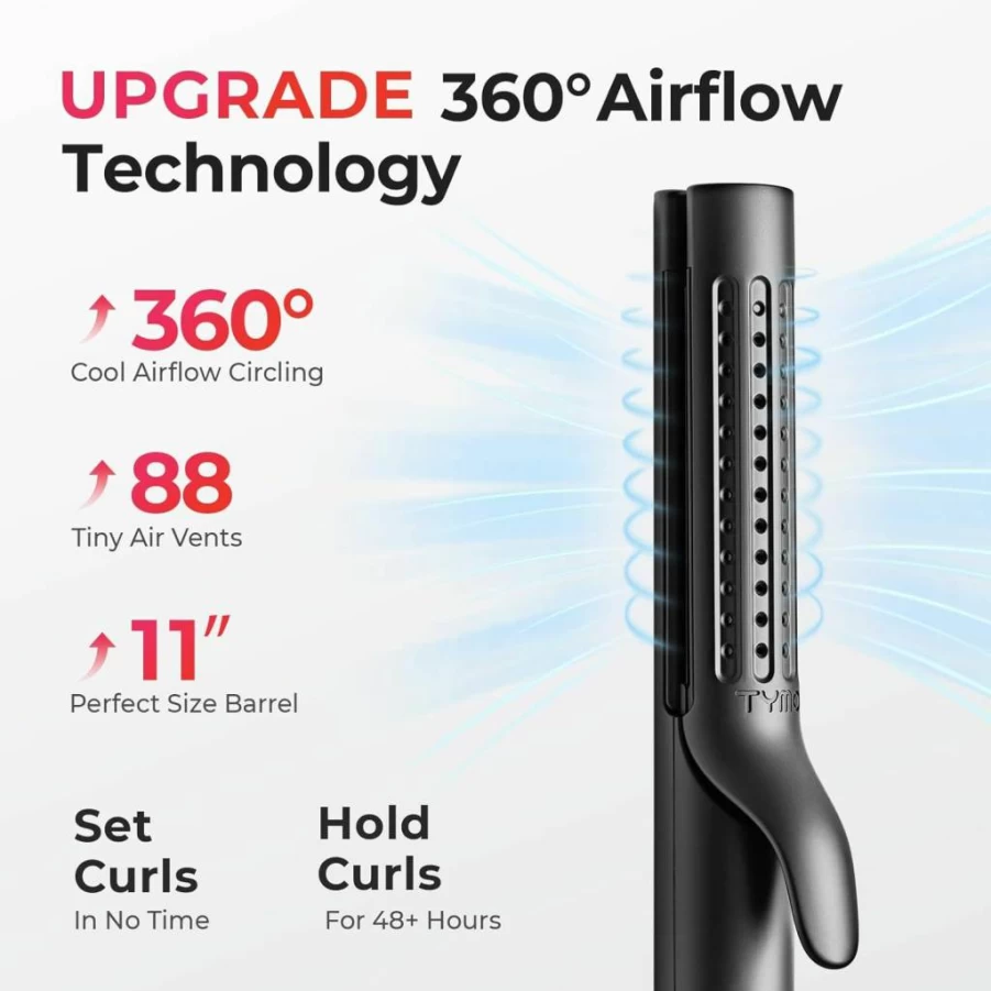 TYMO Titanium Flat Iron & Curling Wand 2-in-1 - 1.25 Inch Dual Voltage Hair Straightener with 54M Ionic Technology, Anti-Scald Design for Short Hair, Travel-Friendly for Women (Black)