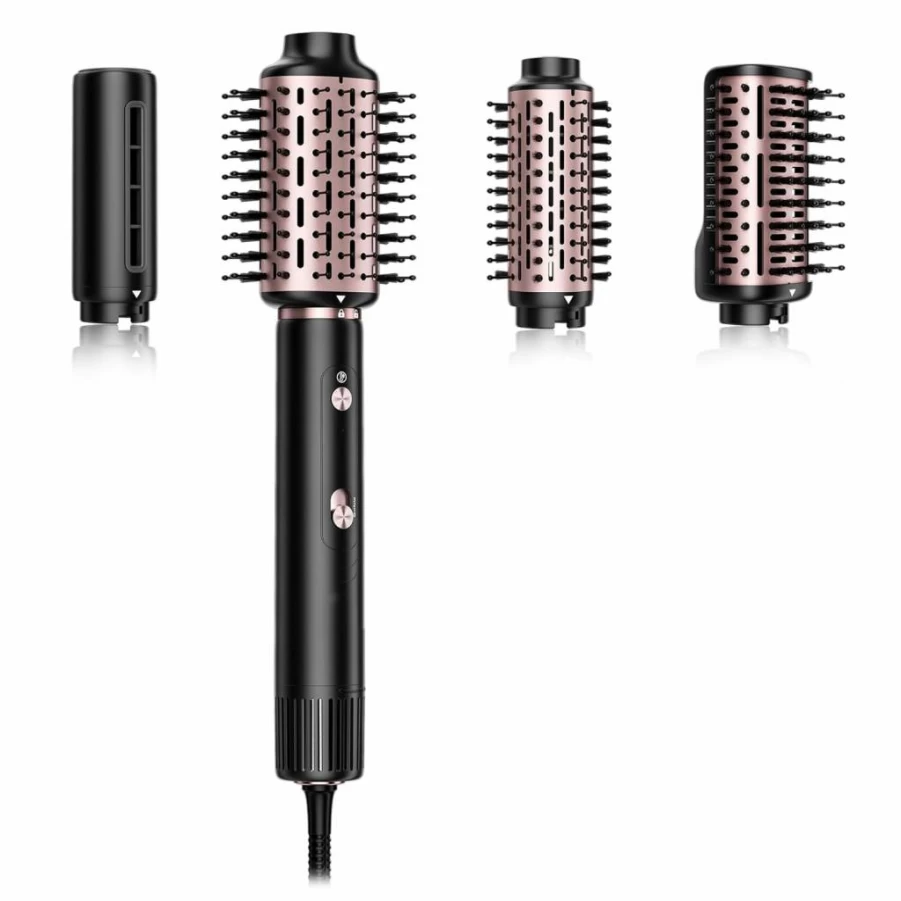 SKIMI Blow Dry Brush - 110,000 RPM High-Speed Hair Dryer & Styler for Drying, Curling, Volumizing, Straightening (Black & Pink)