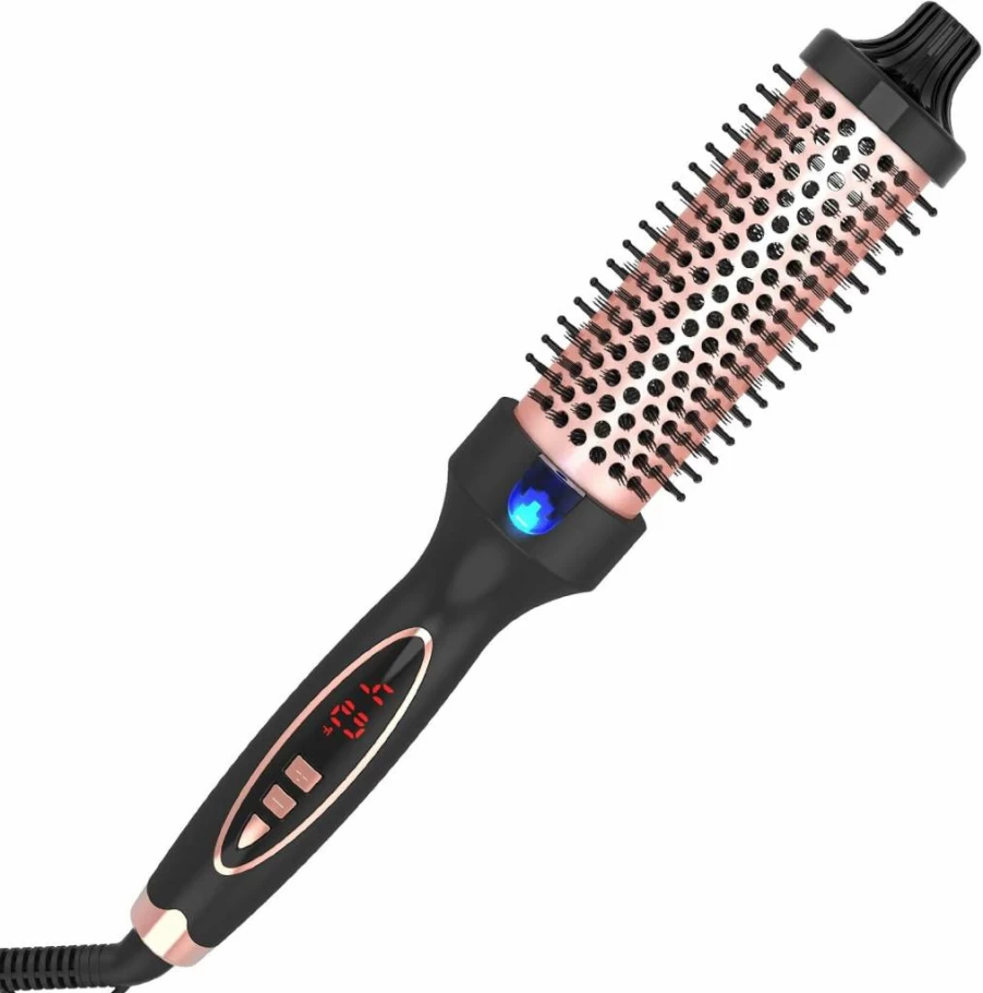 Hywestger 1.5 Inch Ceramic Tourmaline Curling Iron - Dual Voltage Travel Hair Styler with Digital Display, Ionic Technology for Medium to Long Hair (Black & Gold)