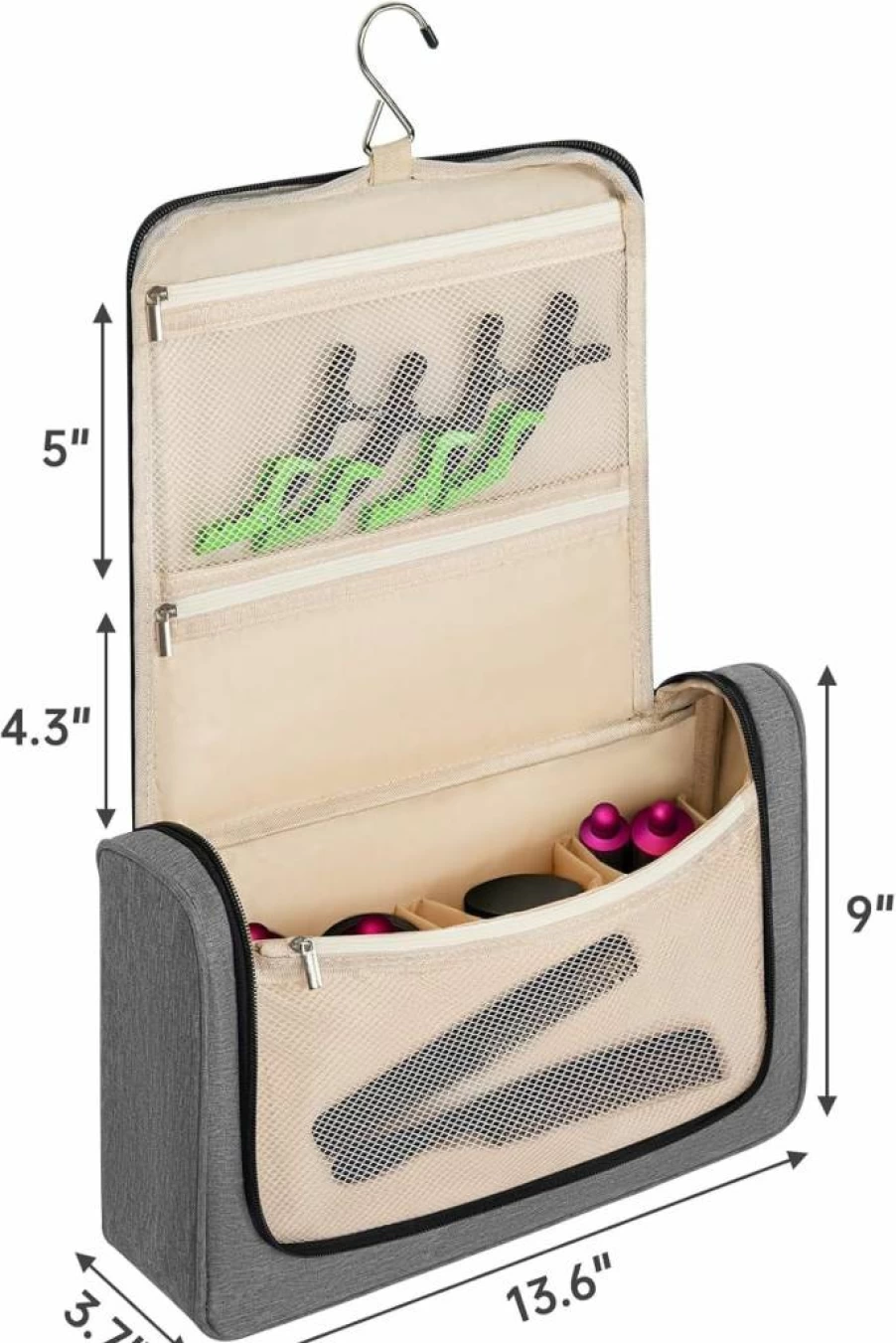 WELIDAY Travel Organizer Bag for Airwrap Styler & Hair Tools - Portable Storage Case with Multi-Pockets, Front Open Design (Black)
