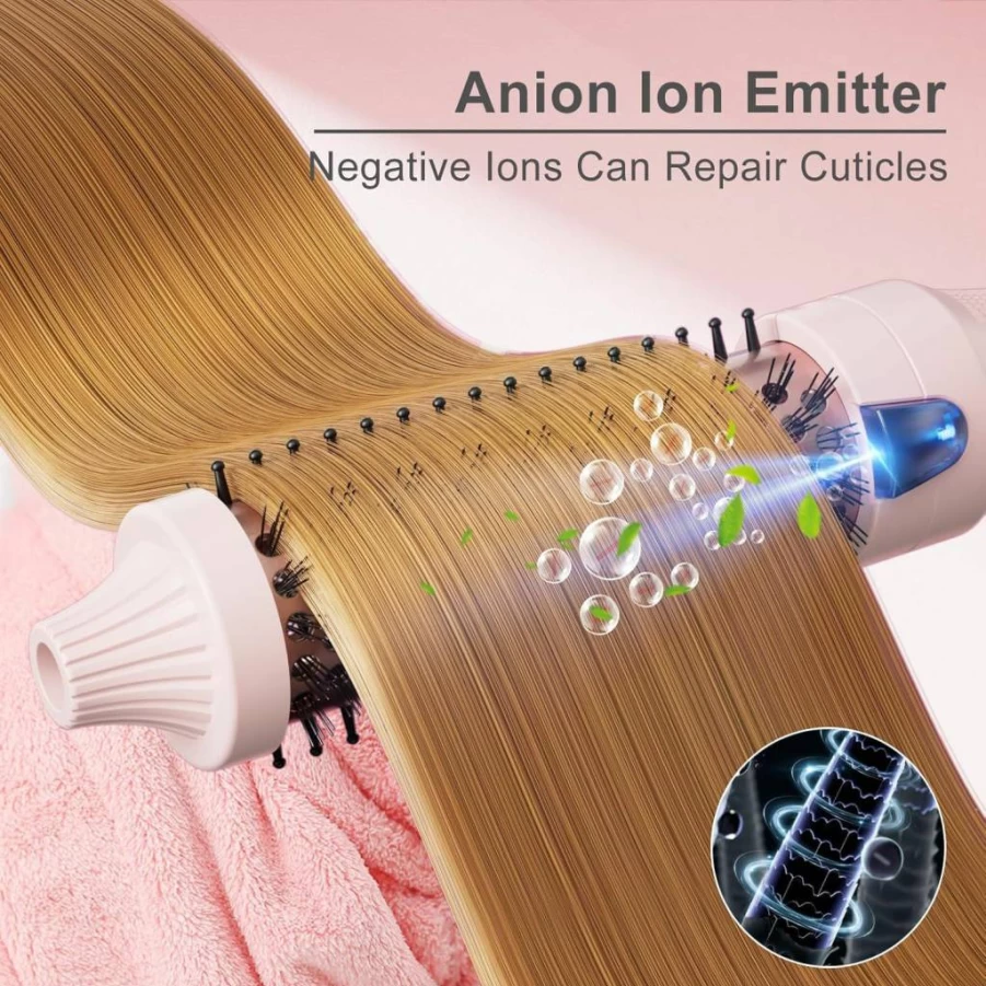 K&K 1.25 Inch Tourmaline Ionic Hot Brush Hair Curler for Long Hair - Dual Voltage Heated Styler for Loose & Voluminous Curls