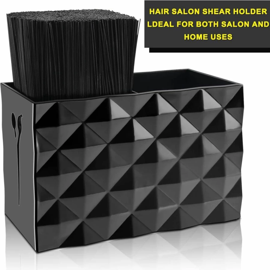 NICEMOVIC Professional Barber Scissors Holder Box – Salon Organizer for Hairdressing Shears, Combs, Clips & Brushes – Black Storage Rack for Styling Tools