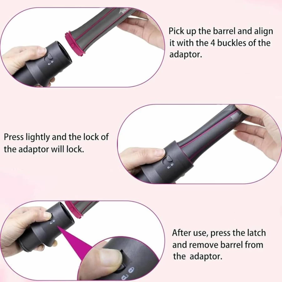 Dxyue Hair Curling Barrel Volumizing Brush Attachment for Dyson Airwrap Styler & Hair Dryer - Convert to Styling Tool with Adapter