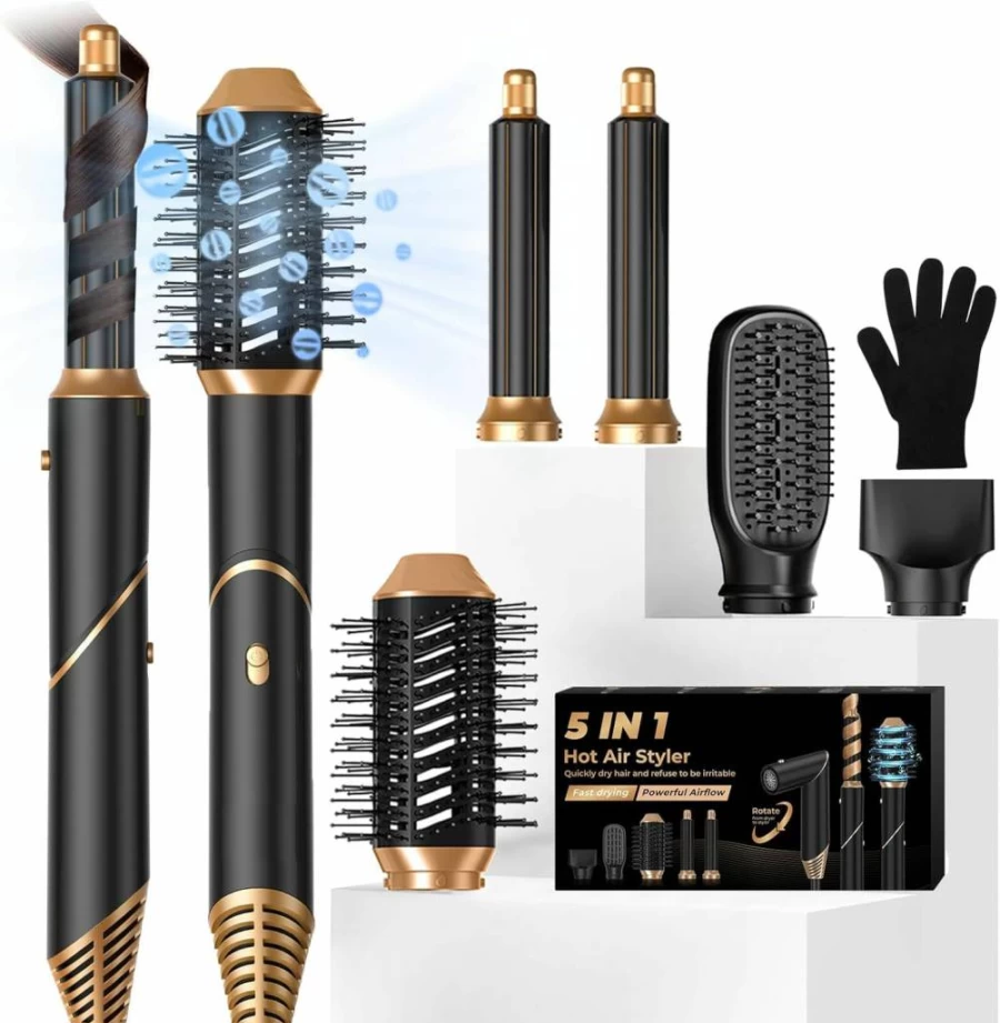 Trylater 5-in-1 Ionic Hair Dryer Brush - Detachable Blow Dryer Styler for Volumizing, Straightening & Fast Drying with Negative Ion Technology