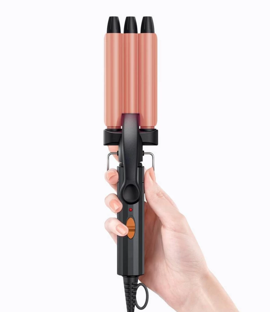 CIVEYA Mini Crimper for Short Hair - 1/2 Inch 3 Barrel Waver with Argan Oil, Easy Use Curling Iron for Small Beach Waves