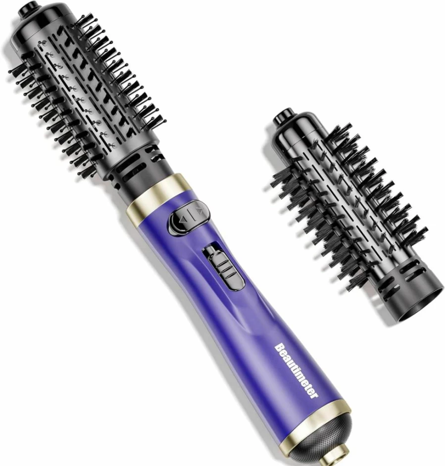 Beautimeter 3-in-1 Rotating Hair Dryer Brush & Styler with 1.5" & 2" Detachable Brushes for Voluminous Blowouts