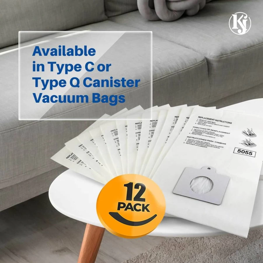 K&J 12-Pack Vacuum Bags for Kenmore 400 & 600 Series, Panasonic C-5, and Compatible Models - Durable Replacement Bags
