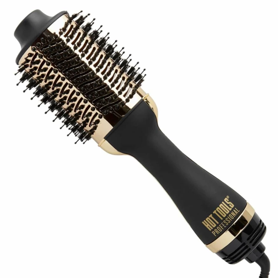 HOT TOOLS 24K Gold One-Step Blowout Volumizer Brush - Salon Quality Detachable Hair Styler for At-Home Use