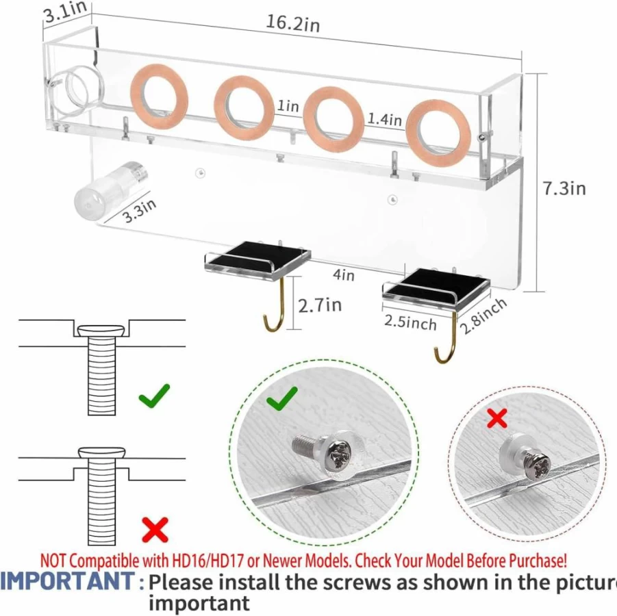 Floatant Wall Mount Organizer for Dyson Airwrap & Hair Dryer - Storage Rack with Hooks for Attachments, Nozzles, Barrels & Brushes