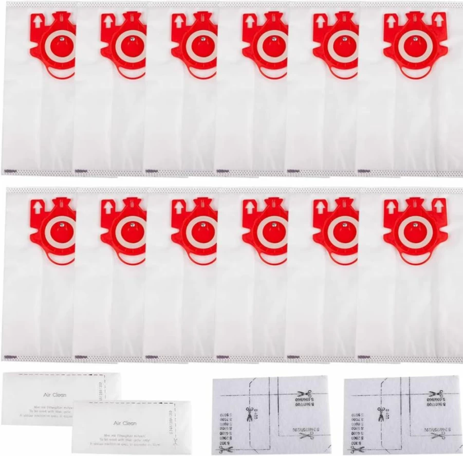12 Pack Ying-ti Dust Bags + 2 Filters Compatible with Miele FJM, C1, C2, S200-S700 Series Vacuum Cleaners