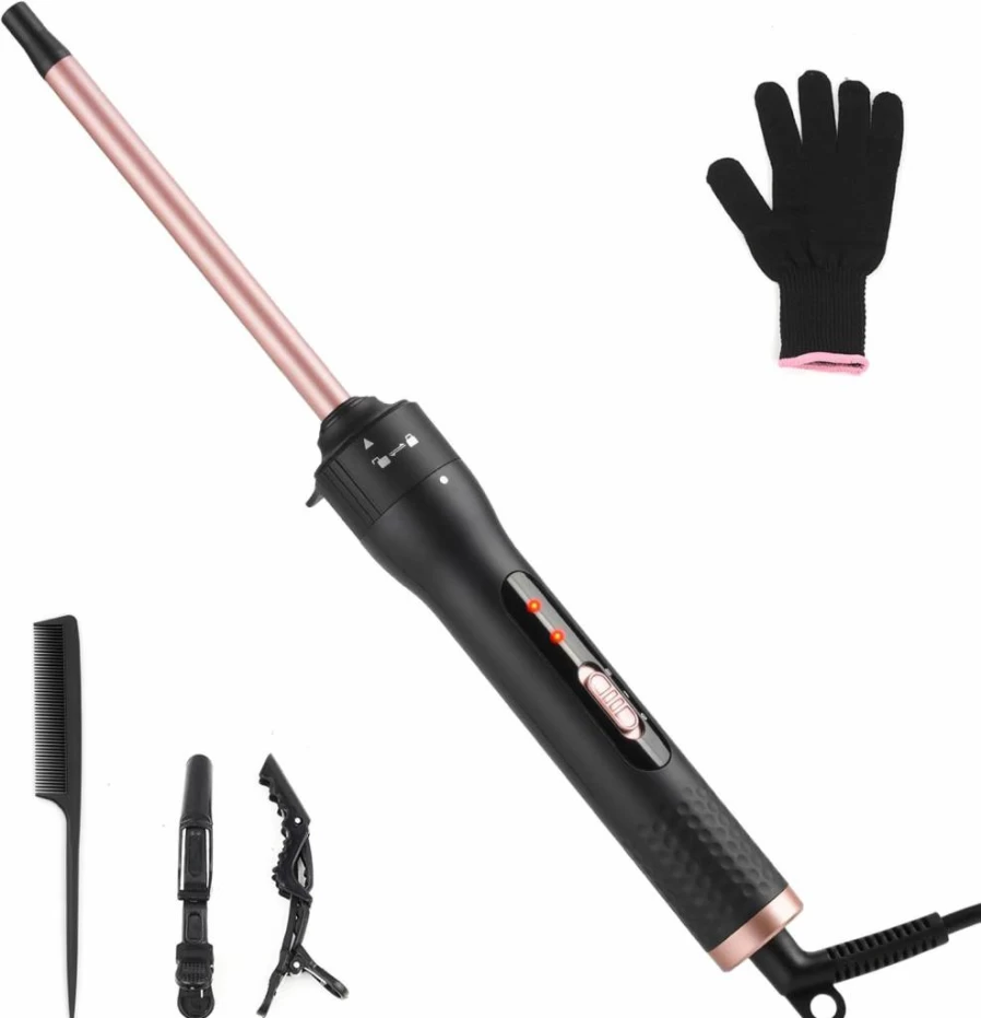 UNOBEY Professional Ceramic Curling Wand 13mm - Fast Heating Hair Curler for Short to Long Hair, Dual Voltage Styler with Heat Resistant Glove