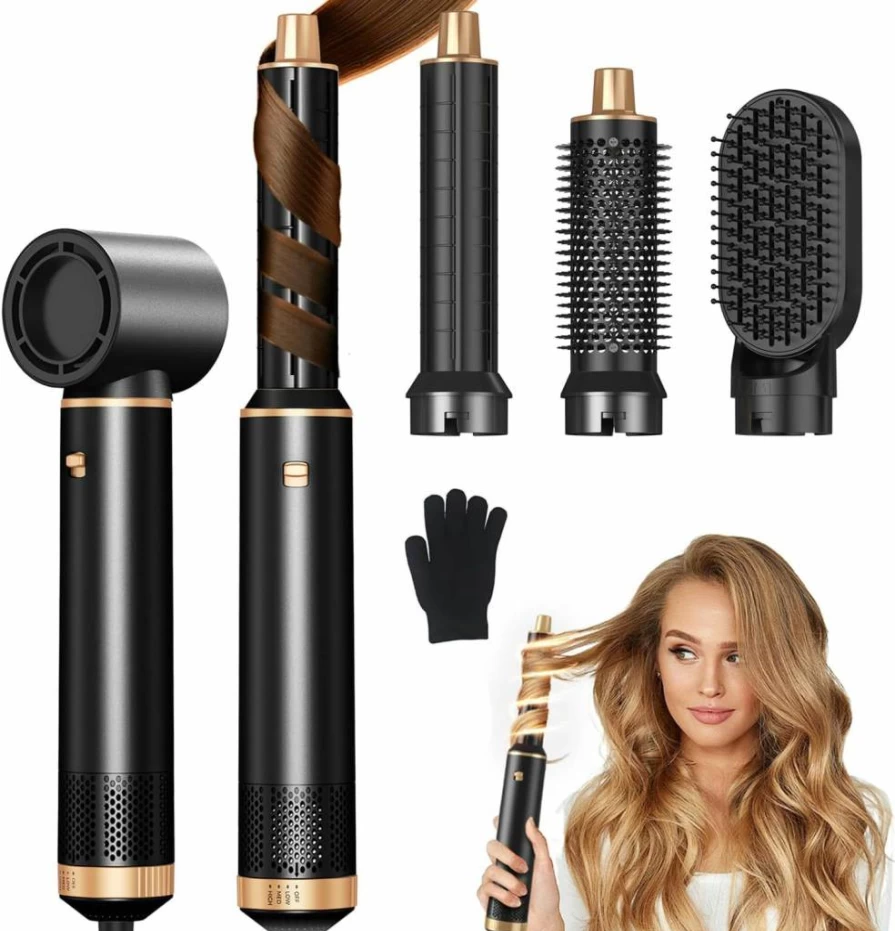 JINYAWA Pro 5-in-1 Air Styler & Ionic Hair Dryer Brush Set - 800W Heat Protect Hair Styling Tool for Fast Drying, Curling, Volumizing & Straightening