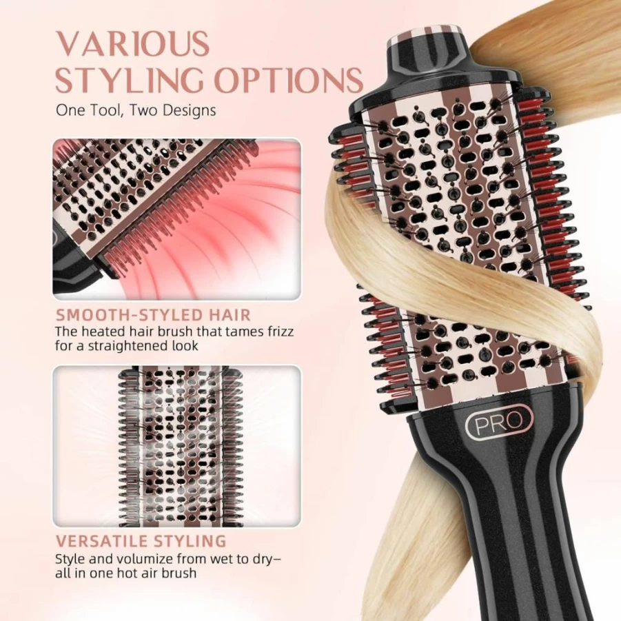 DORISILK 2.0 Upgraded Hair Dryer Brush - 4-in-1 Blow Dryer, Straightener, Curler & Volumizer with Smooth Heated Comb for Frizz-Free Styling