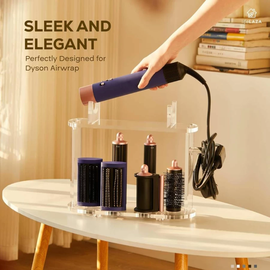 LifeLAZA Acrylic Storage Stand for Dyson Airwrap Styler & Accessories – Countertop Organizer Rack for Airwrap Attachments