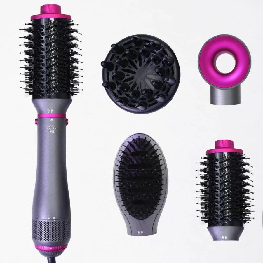 SPPZCUR 4-in-1 Hair Dryer Brush with Negative Ion Technology, Detachable Blowout Styler, Hot Air Brush & Diffuser for Salon & Home Use