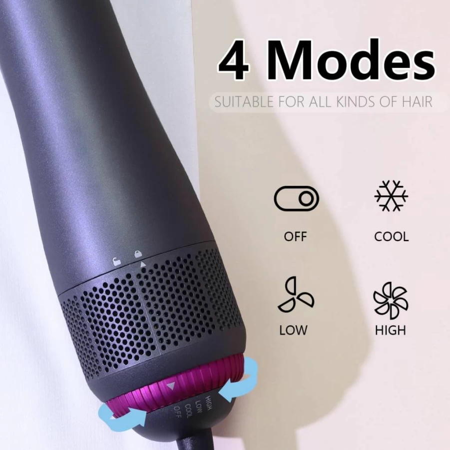 SPPZCUR 4-in-1 Hair Dryer Brush with Negative Ion Technology, Detachable Blowout Styler, Hot Air Brush & Diffuser for Salon & Home Use