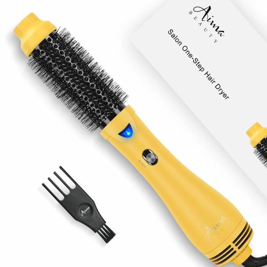 Aima Beauty 4-in-1 Ionic Hot Air Brush - Blow Dryer, Straightener, Curler & Volumizer for Salon-Worthy Hair Styling, Ceramic White Hair Styling Tool