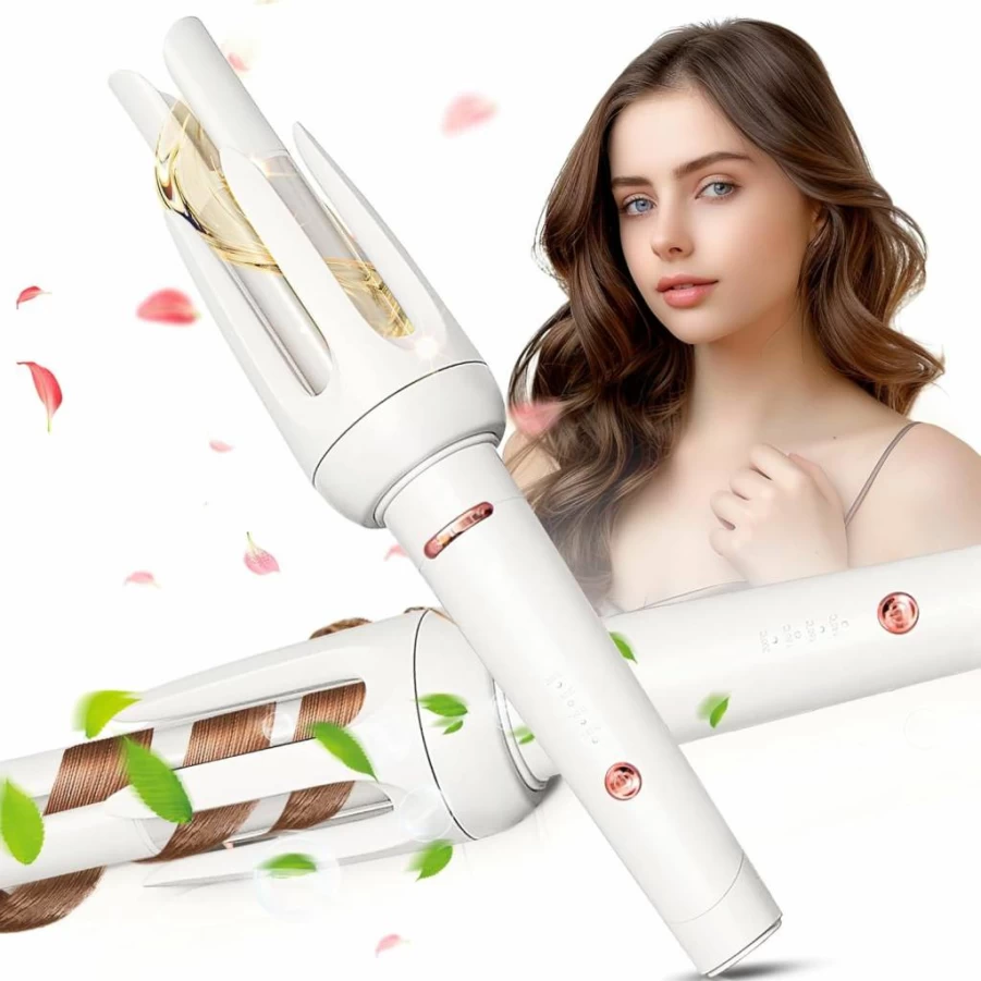 BILITOK Auto Hair Curler - Automatic Curling Iron with 4 Heat Settings, 3 Timer Options, Auto Shut-Off, Anti-Scald & Anti-Tangle Technology for Effortless Hair Styling (Pink)