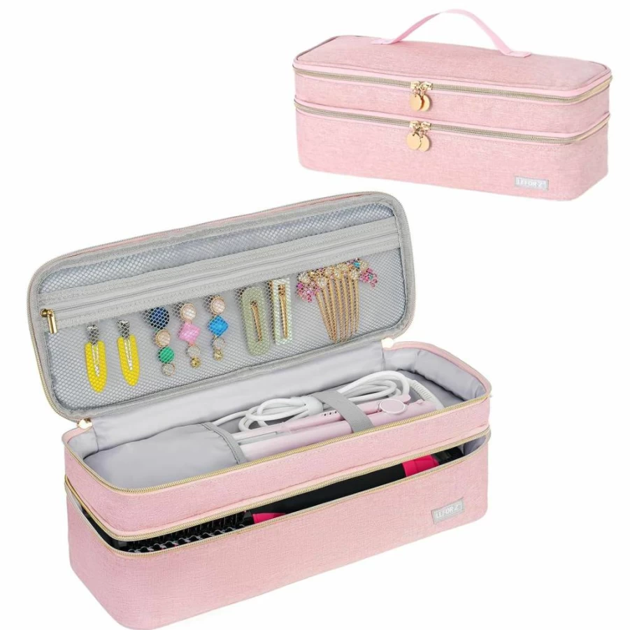 LEFOR·Z Travel Storage Organizer Bag for Hair Styling Tools - Compatible with Revlon One-Step, Shark Flexstyle, Dyson Airwrap, Hot Tools - Double-Layer Protective Case (Black)