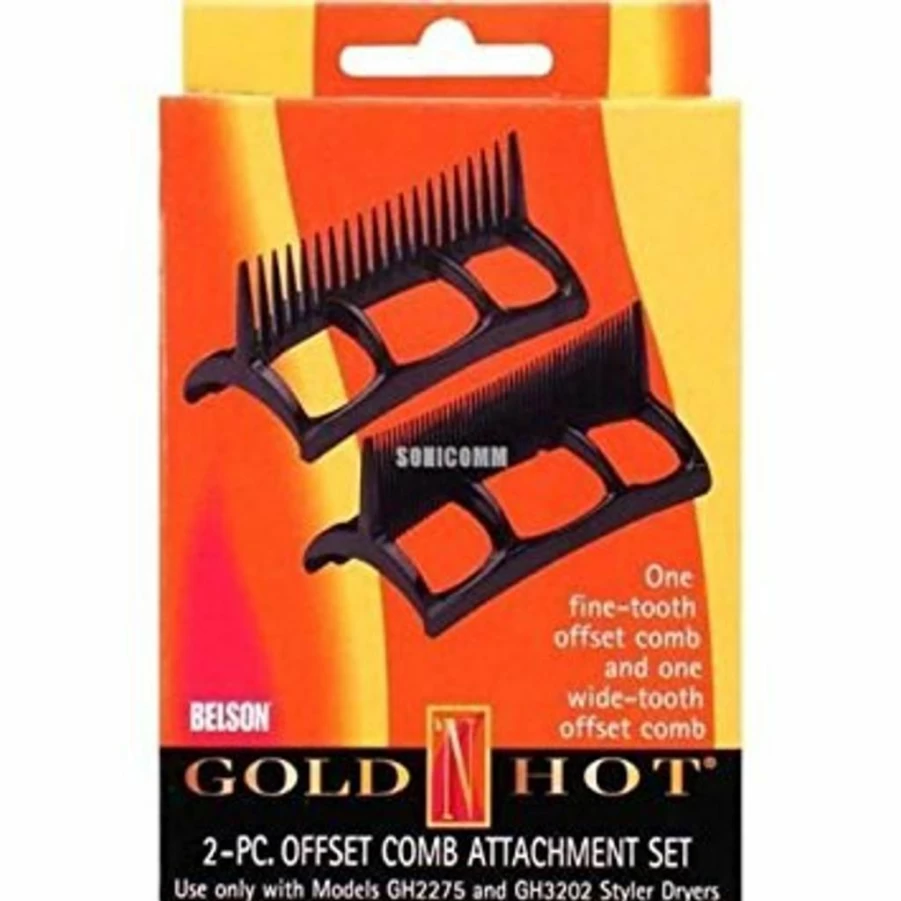 Belson 2-Piece Offset Comb Styler Dryer Attachment for Gh2275 & Gh3202 – Gold Hot Hair Styling Tool