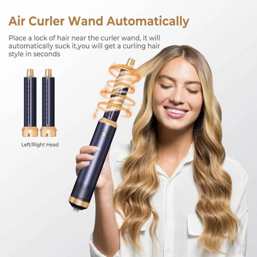 Trylater 5-in-1 Hot Air Brush Styler - Negative Ion Blow Dryer for Straightening, Curling, Drying & Smoothing Hair with Ceramic Technology | Professional Hair Styling Tool Gift Set