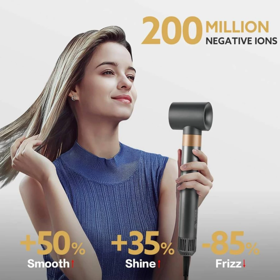 Webeauty 5-in-1 Hot Air Brush Hair Styler - Fast Drying, Curling & Straightening with Ceramic Coating & Negative Ion Technology, Travel Case Included for Damage-Free Styling
