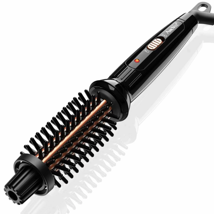 AmoVee Mini Travel Curling Iron - 3/4 Inch Ceramic Tourmaline Hot Brush for Short Hair, Anti-Scald Curling Wand with Dual Voltage (100-240V)