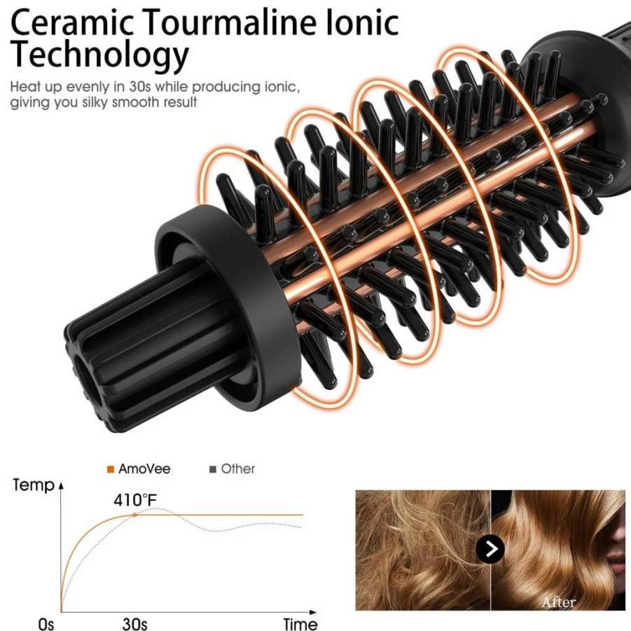 AmoVee Mini Travel Curling Iron - 3/4 Inch Ceramic Tourmaline Hot Brush for Short Hair, Anti-Scald Curling Wand with Dual Voltage (100-240V)