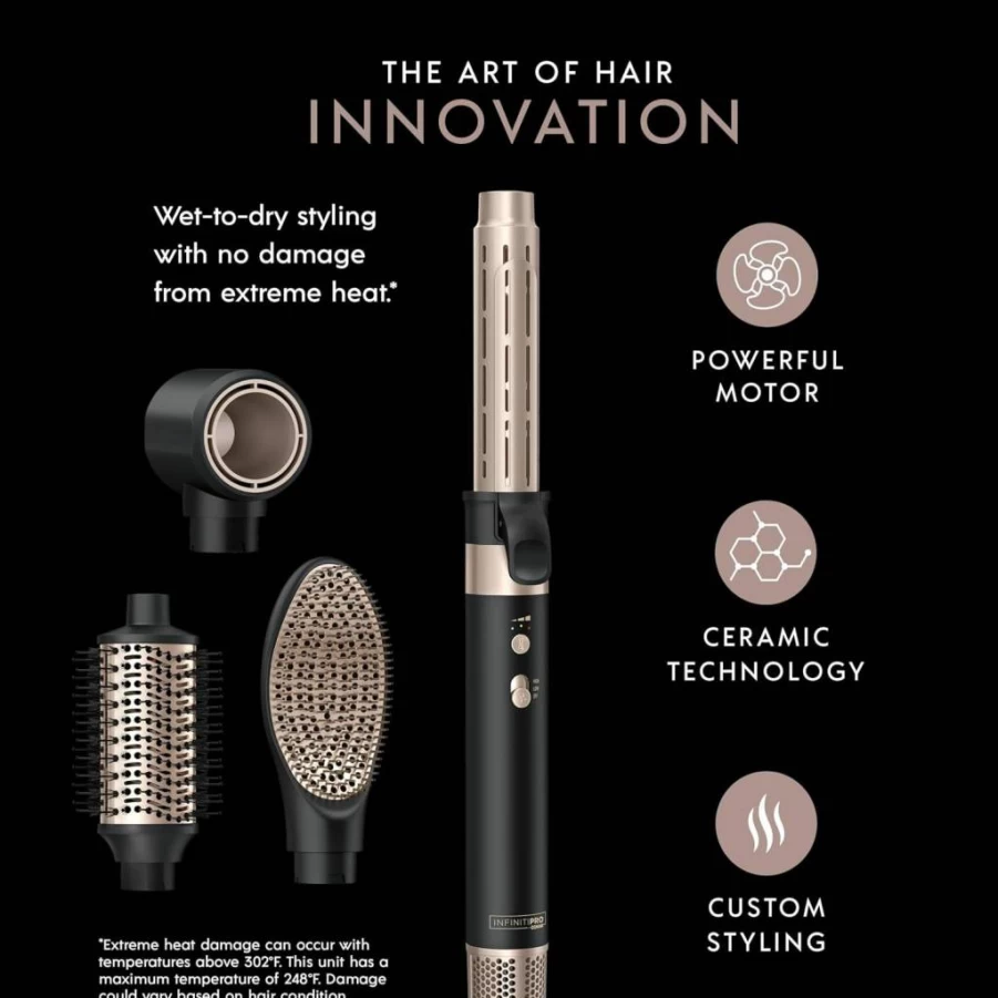 Conair Infinitipro Digitalaire Multi Hair Styler - 4 Attachments for Curls, Waves & Volume with Storage Bag, Black (Amazon Exclusive)