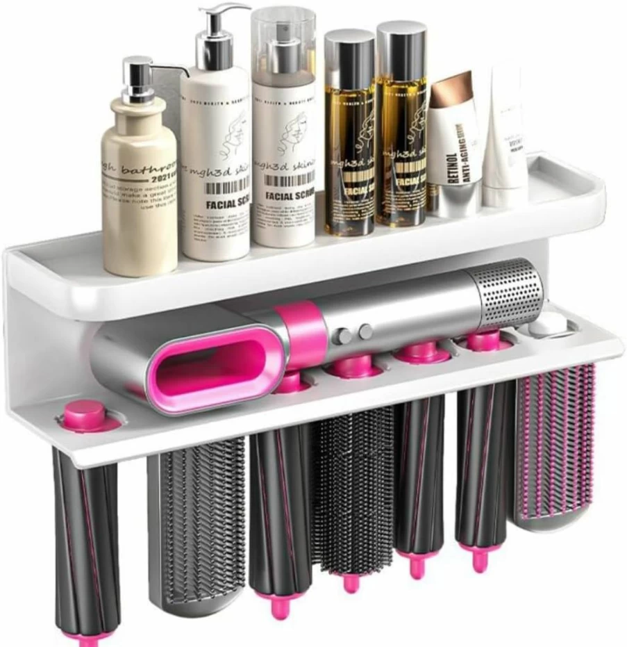 Lumclaw Wall-Mounted Storage Rack for Dyson Airwrap & Hair Tools – Organizer Stand for Hair Curler, Styler, and Accessories