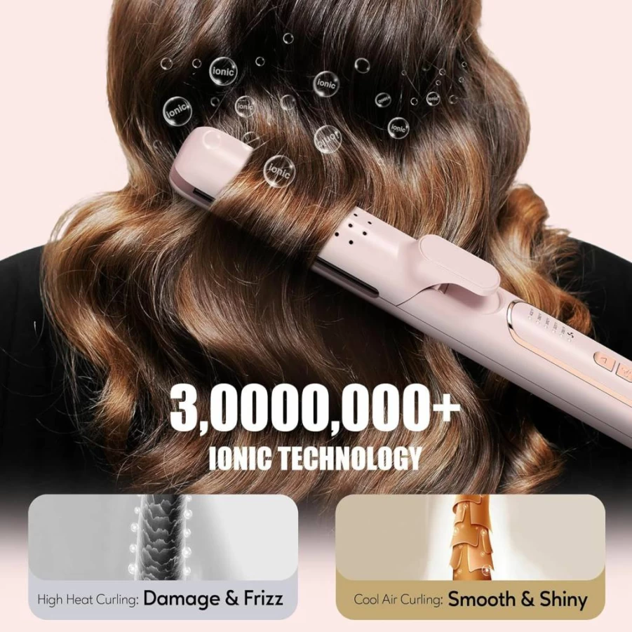Terviiix Titanium Hair Straightener & Curler 2-in-1 with 360° Airflow Technology, 5 Heat Settings, Auto Shutoff, Dual Voltage for Travel – Professional Styling Iron