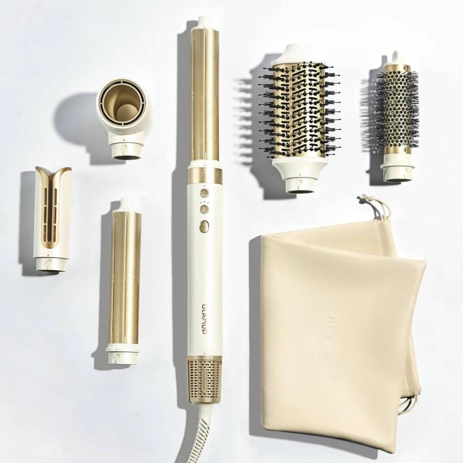 GlamUp 6-in-1 Hot Air Styler & Hair Dryer - Fast Drying, Heat Protect, Auto Curling, Salon Styling System for Damage-Free Hair