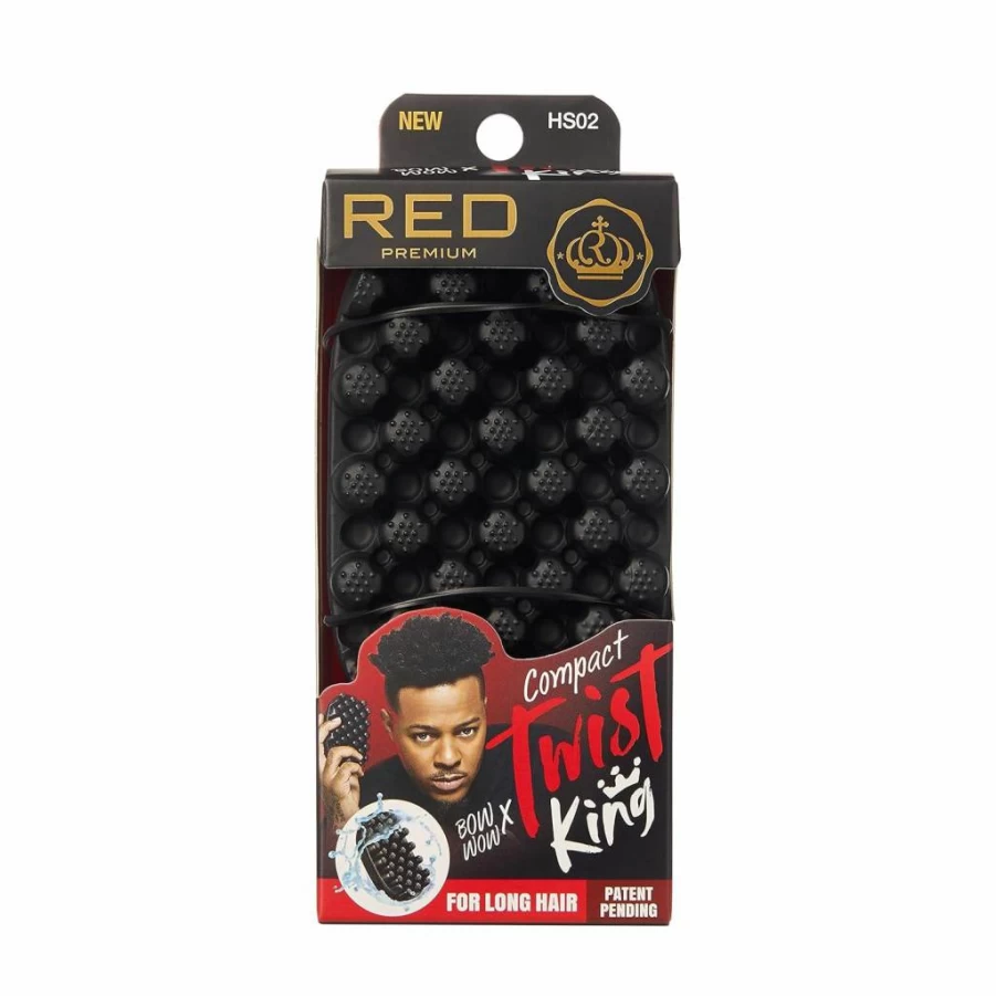 Red by Kiss Bowwow Twist King Hair Brush - Premium Styler Comb for Afro, Curly & 4C Hair, Durable & Washable for Barbers & Daily Use