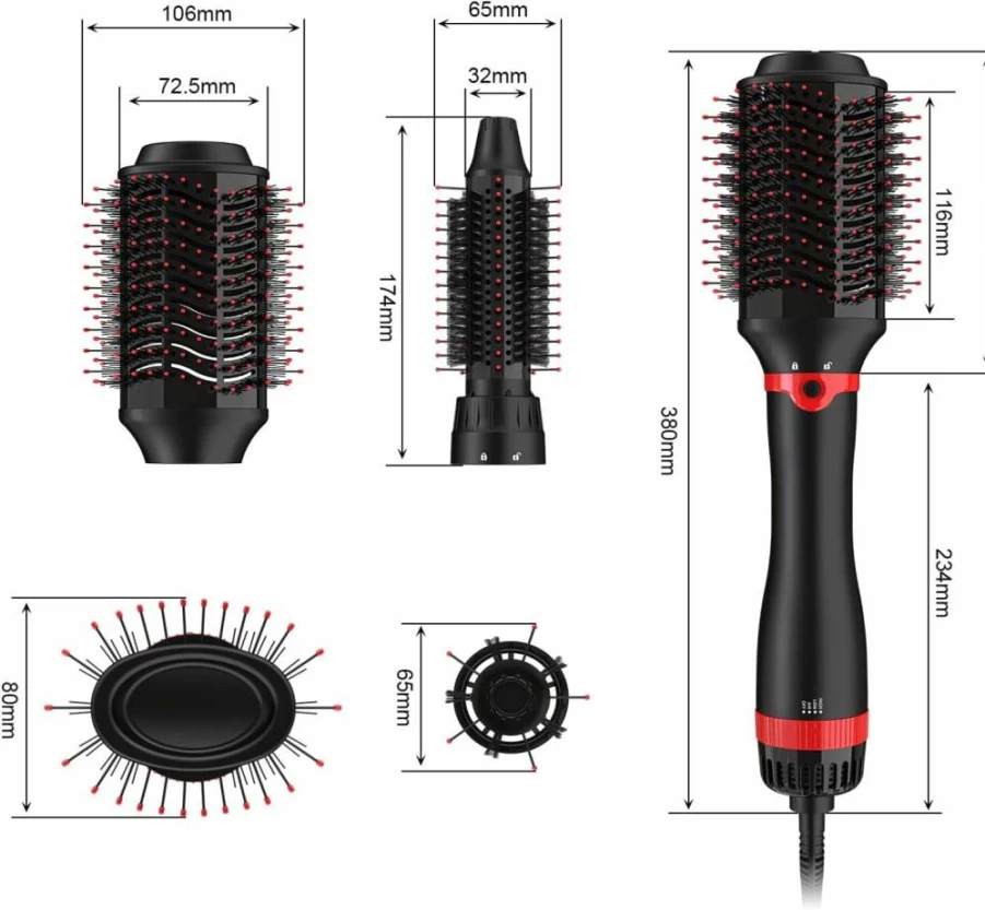 4 IN LOVE Hair Blow Dryer Brush & Styler Kit - 3 Interchangeable Hot Air Barrels for Volumizing, Salon Results, Replacement Parts Available