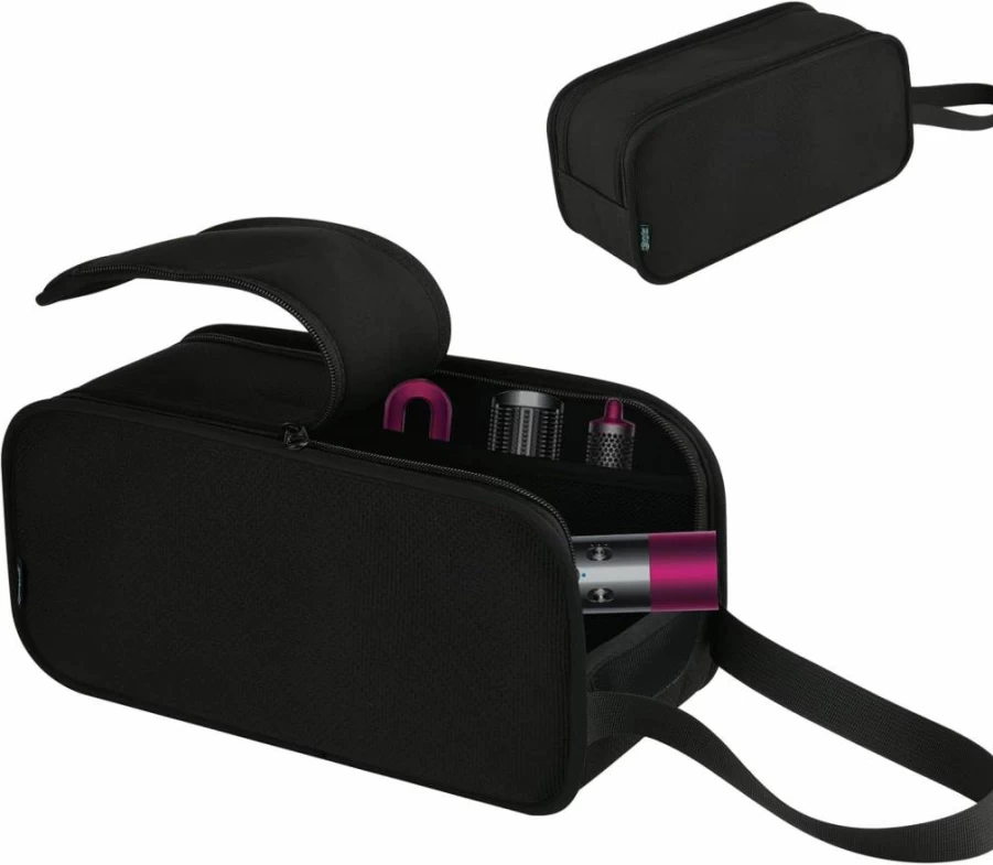 Beautyflier Travel Storage Bag for Dyson Airwrap & Shark Flexstyle - Portable Organizer Case for Hair Styler, Dryer Brush & Attachments, Black Carrying Pouch
