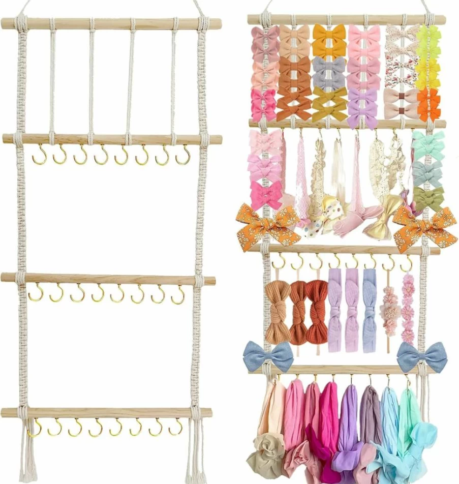 HY.MIS Headband Holder for Girls - Wall Hanging Hair Bows Organizer, Baby Headband Storage Decor for Toddler Room, Hair Accessories Display