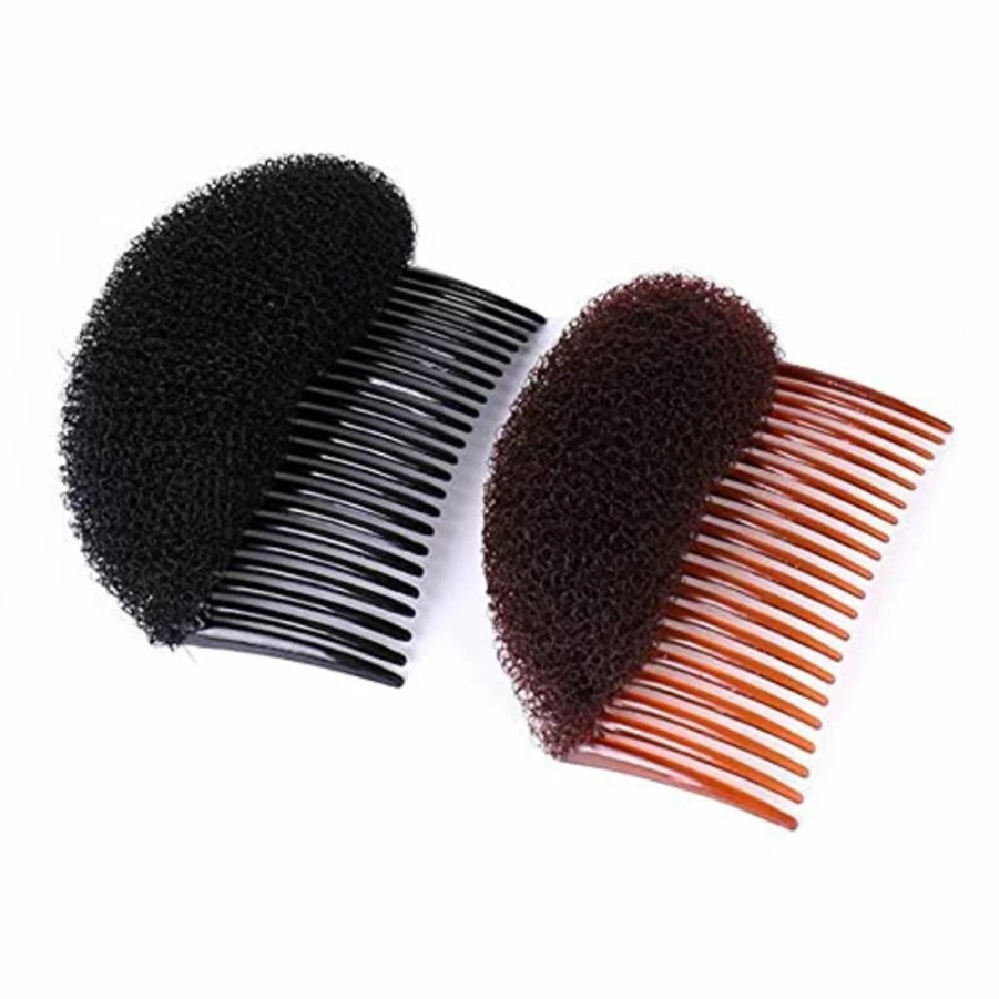 2 Pcs KDDOM French Style Bun Maker & Hair Braid Tool - Black & Brown Beehive Hair Styler for Volume & Updos - Women's Hair Accessories